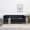 vidaXL Chesterfield-Sofa 3-Sitzer Kunstlederbezug Schwarz Bild 2