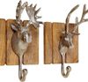 2 Garderobenhaken Holz Alu Hirsch-Kopf Braun Set Wandhaken Wand-Garderobe Bild 4