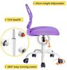 FurnitureR Compact Gaming Chair, Hollow PP Backrest, Adjustable Height, Ergonomic Swivel Sponge Seat, 5-Wheel Iron Base, for Teens & Kids Drawing, Gaming, Classroom, Purple, 38,5 x 40 x 87 cm Bild 5