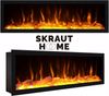 Skraut Home | TV-Schrank, Lowboard | für Wohnzimmer und Esszimmer | 267 x 57 x 35 cm | Für großformatiges TV | Elektrokamin XXL | Industriedesign | Moderner Stil | Zement Bild 5