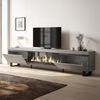 Skraut Home | TV-Schrank, Lowboard | für Wohnzimmer und Esszimmer | 267 x 57 x 35 cm | Für großformatiges TV | Elektrokamin XXL | Industriedesign | Moderner Stil | Zement Bild 4