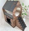 Jungengel Tierhaus Zweistöckiges Katzenhaus aus MDF – Braun & Dunkelbraun, Holzoptik, Balkon, Werkzeugloser Aufbau, Katzenöffnung, 2 Etagen Bild 3