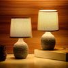 BRUBAKER Tischleuchte Designer Nachttischlampe Grau, Tischlampe, Ohne Leuchtmittel, Deko Nachttischlampen mit Keramikfuß - Modern - 1x oder 2er Set Bild 2