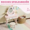 AIYAPLAY Schminktisch mit Hocker, Schublade, abnehmbar Spiegel, Regal, 7 Spielzubehörteilen (Frisiertisch, 2-St, 2-in-1-Kosmetiktisch), für Kinder ab 3 Jahre, Rosa Bild 4