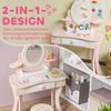 AIYAPLAY Schminktisch mit Hocker, Schublade, abnehmbar Spiegel, Regal, 7 Spielzubehörteilen (Frisiertisch, 2-St, 2-in-1-Kosmetiktisch), für Kinder ab 3 Jahre, Rosa Bild 3