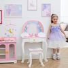 Teamson Kids Fantasy Fields Little Dreamer Regenbogen Schminktisch Schminktisch mit Spiegel, Integriertem Stauraum und Stuhlhocker Für Kinder, Weiß, TD-13543F Bild 3