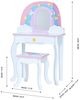 Teamson Kids Fantasy Fields Little Dreamer Regenbogen Schminktisch Schminktisch mit Spiegel, Integriertem Stauraum und Stuhlhocker Für Kinder, Weiß, TD-13543F Bild 5