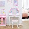 Teamson Kids Fantasy Fields Little Dreamer Regenbogen Schminktisch Schminktisch mit Spiegel, Integriertem Stauraum und Stuhlhocker Für Kinder, Weiß, TD-13543F Bild 4