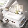 Vente-unique - Bett mit Kopfteil, Stauraum & Schublade - 90 x 190 cm - Weiß - LEANDRE Bild 4