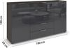 Rauch Möbel Flipp, Kommode für Schlafzimmer, Kinderzimmer, Wohnzimmer, Jugendzimmer, Flur, Garderobe, 2-türig, 5 Schubladen, mit Softclose-Funktion, Farbe Glas Basalt, Schwarz, Breite 180 cm Bild 3