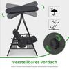 M MCombo 3-Sitzer Hollywoodschaukel mit Liegefunktion, Verstellbarem Sonnendach & Getränkehalter, Gartenschaukel bis 360kg Belastbar Schaukelbank Outdoor Wetterfest, 4093 (dunkgelgrau) Bild 5