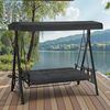 M MCombo 3-Sitzer Hollywoodschaukel mit Liegefunktion, Verstellbarem Sonnendach & Getränkehalter, Gartenschaukel bis 360kg Belastbar Schaukelbank Outdoor Wetterfest, 4093 (dunkgelgrau) Bild 2