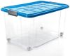 BigDean 4 Stück 60 L Aufbewahrungsbox mit Deckel groß azurblau - stapelbare robuste Box - rollbare Stapelbox mit festen Klickverschlüssen - Made in Germany Bild 2
