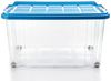 BigDean 4 Stück 60 L Aufbewahrungsbox mit Deckel groß azurblau - stapelbare robuste Box - rollbare Stapelbox mit festen Klickverschlüssen - Made in Germany Bild 4