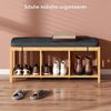 HOMCOM Schuhbank mit Sitzfläche, Schuhregal mit Stauraum, Sitzbank aus Bambus mit offener Ablage, Leinenoptik für Flur und Eingangsbereich, 102 x 33 x 45 cm, Naturholz Bild 5