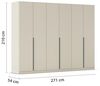 Rauch Möbel Alabama, Kleiderschrank, Garderobe, 6-türig, Zubehör Premium, 3 Kleiderstangen, 6 Einlegeböden, Schubladeneinsatz, Farbe Beige, Griff Grau metallic, 271 x 210 x 54 cm Bild 3