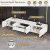 Ball & Cast TV Schrank (200×40×46cm) mit 2 Türen und 1 Schublade, Marmoroptik, Moderner Niedriger Fernseher Tisch, Bequeme Montage, Weiß Bild 4