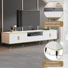 Ball & Cast TV Schrank (200×40×46cm) mit 2 Türen und 1 Schublade, Marmoroptik, Moderner Niedriger Fernseher Tisch, Bequeme Montage, Weiß Bild 5