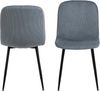 AC Design Furniture Dagmar Cord-Esszimmerstuhl mit Rückenlehne 4er Set, Gepolsterter Esszimmerstuhl, Minimalistische Küchenstühle, Grauer Stoff, Schwarze Metallbeine, Flur, Büro Bild 3