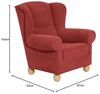 Ohrenbackensessel Kasha Bezug Veloursstoff Buche natur / terracotta 22270 Bild 2