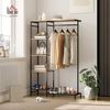 HOMCOM Garderobenständer mit Kleiderstange, Schuhregal, Ablage, Kippschutz, (Kleiderständer, 1 St, Garderobe), für Eingangsbereich, Flur, Schlafzimmer, Eiche Bild 2