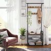 Vasagle Garderobenständer, Kleiderständer, Garderobe, Schuhregal mit Sitzfläche, mit 9 abnehmbaren Haken, Sitzbank, 2 Gitterablagen, 183 cm hoch, walnussbraun-schwarz von Songmics HSR040B41 Bild 2