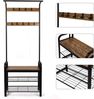 Vasagle Garderobenständer, Kleiderständer, Garderobe, Schuhregal mit Sitzfläche, mit 9 abnehmbaren Haken, Sitzbank, 2 Gitterablagen, 183 cm hoch, walnussbraun-schwarz von Songmics HSR040B41 Bild 4