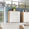 PABLO Kommode in Artisan Eiche Optik, Weiß - Modernes Sideboard mit viel Stauraum für Ihren Wohnbereich - 80 x 85 x 50 cm (B/H/T) Bild 2