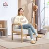 HOMCOM Relaxsessel Sessel Wohnzimmer mit Armlehnen, Holzbeine, Großen und Dicken Sitz (Lesesessel mit Wurfkissen, Bouclé-Optik, 1-St, Relaxsessel), Polstersessel für Schlafzimmer Weiß Bild 2