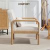 HOMCOM Relaxsessel Sessel Wohnzimmer mit Armlehnen, Holzbeine, Großen und Dicken Sitz (Lesesessel mit Wurfkissen, Bouclé-Optik, 1-St, Relaxsessel), Polstersessel für Schlafzimmer Weiß Bild 4