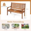 FANTASK Gartenbank Holz, für 2-3 Sitzer, Balkonbank aus Akazienholz bis 320 kg belastbar, 126 x 63 x 91 cm, Natur Bild 3