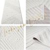 Teppich Läufer fürs Flur - 80x300cm - Hochflor - Boho - Pastell Creme - Einfarbig - Modern Streifen Muster- Skandinavisch Flauschig Weich - Schlafzimmer Bild 3