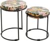 Kare Design Beistelltisch Jungle (2/Set), Mehrfarbig, 35cm Durchmesser, Couchtisch, Nachttisch, Dschungel Motiv, Stahlgestell, Wohnzimmer, Rund Bild 2