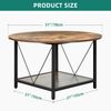 YITAHOME Runder Couchtisch, 80 x 80 x 46 cm Rustikaler Wohnzimmertisch aus Holz für Wohnzimmer mit Ablage, Moderner Bauernhaus Couchtisch mit Stabilen Metallbeinen, Heimmöbel Bild 2