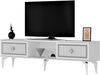 Hanah Home Stylish TV Stand, White & Silver, 150 x 44.6 x 29.6 cm | 100% Melamine Coated Particle Board, 18 mm Thick | Modern Design for Living Room Bild 4