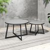 Outsunny Gartentisch mit X-Beine, Glasplatte, aus Stahl (Stapelbar Balkontisch, 2-St, 2er Set Rund Beistelltisch), für Wohnzimmer Büro Outdoor Indoor Schwarz+Grau Bild 3