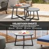 Outsunny Gartentisch mit X-Beine, Glasplatte, aus Stahl (Stapelbar Balkontisch, 2-St, 2er Set Rund Beistelltisch), für Wohnzimmer Büro Outdoor Indoor Schwarz+Grau Bild 4