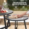 Outsunny Gartentisch mit X-Beine, Glasplatte, aus Stahl (Stapelbar Balkontisch, 2-St, 2er Set Rund Beistelltisch), für Wohnzimmer Büro Outdoor Indoor Schwarz+Grau Bild 5
