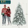 YITAHOME 183cm Künstlicher Weihnachtsbaum mit Federn – Vorgeleuchteter PE-Weihnachtsbaum mit 30 Weißen Federn, 355 Zweigen, 400 Warmweißen LEDs Grün Flockiert für Wohnzimmer/Büro/Partydekoration Bild 4