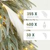 YITAHOME 183cm Künstlicher Weihnachtsbaum mit Federn – Vorgeleuchteter PE-Weihnachtsbaum mit 30 Weißen Federn, 355 Zweigen, 400 Warmweißen LEDs Grün Flockiert für Wohnzimmer/Büro/Partydekoration Bild 5