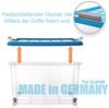 BigDean 3 Stück 60 L Aufbewahrungsbox mit Deckel groß azurblau - stapelbare robuste Box - rollbare Stapelbox mit festen Klickverschlüssen - Made in Germany Bild 5