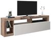 Dmora - TV-Möbel, Made in Italy, Sideboard für Wohnzimmer-TV mit 1 Tür und offenen Fächern, cm 184x42h58, glänzend weiß und birnenfarben Bild 2
