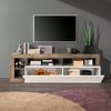 Dmora - TV-Möbel, Made in Italy, Sideboard für Wohnzimmer-TV mit 1 Tür und offenen Fächern, cm 184x42h58, glänzend weiß und birnenfarben Bild 4