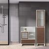 Teamson Home Tyler Holz Badezimmer Leinenturm Boden hoher Schrank Glas Tür 2 Ton weiß/braun EHF-F0009 Bild 5