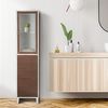 Teamson Home Tyler Holz Badezimmer Leinenturm Boden hoher Schrank Glas Tür 2 Ton weiß/braun EHF-F0009 Bild 4
