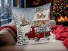 formano Weihnachtskissen 45 cm mit Auto + Baum-Motiv Deko Kissen mit Füllung ohne Reißverschluss - Weihnachten – festliches Sofakissen – Rückseite rot – Winter Dekoration Bild 2