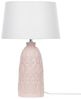 'Zarima' Tischlampe mit Keramikfuß Rosa 56 cm Blumenmotiv Langes Kabel mit Schalter Lampenschirm aus Baumwolle / Jute in Weiß Wohnzimmer Schlafzimmer Bild 4
