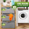 HEIMWERT Wäschekorb Regal 3 Fächer - Stabiler Wäschesortierer aus Bambus Holz - Wäschesammler 44 x 34,5 x 96 cm groß für Badezimmer und Schlafzimmer I Wäsche Organizer mit Textil Korb (PLATINGRAU) Bild 4