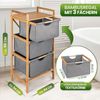 HEIMWERT Wäschekorb Regal 3 Fächer - Stabiler Wäschesortierer aus Bambus Holz - Wäschesammler 44 x 34,5 x 96 cm groß für Badezimmer und Schlafzimmer I Wäsche Organizer mit Textil Korb (PLATINGRAU) Bild 2