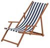 ERST-HOLZ Gartenliege Holz-Liegestuhl Sonnenliege Strandliege mit Stofffarbe Blau/Weiß Bild 1